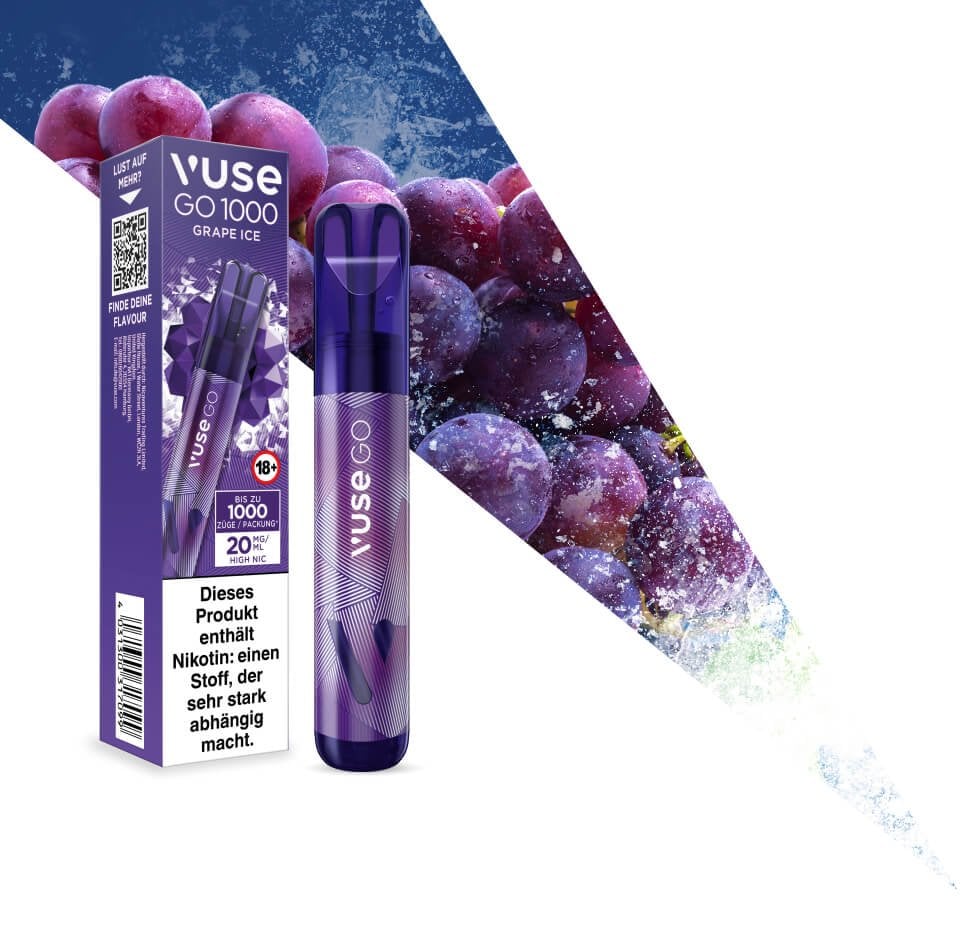 Vuse - Go 1000 - Einweg E-Zigarette - Grape Ice | Nikotinsalz-Stärke : 0mg