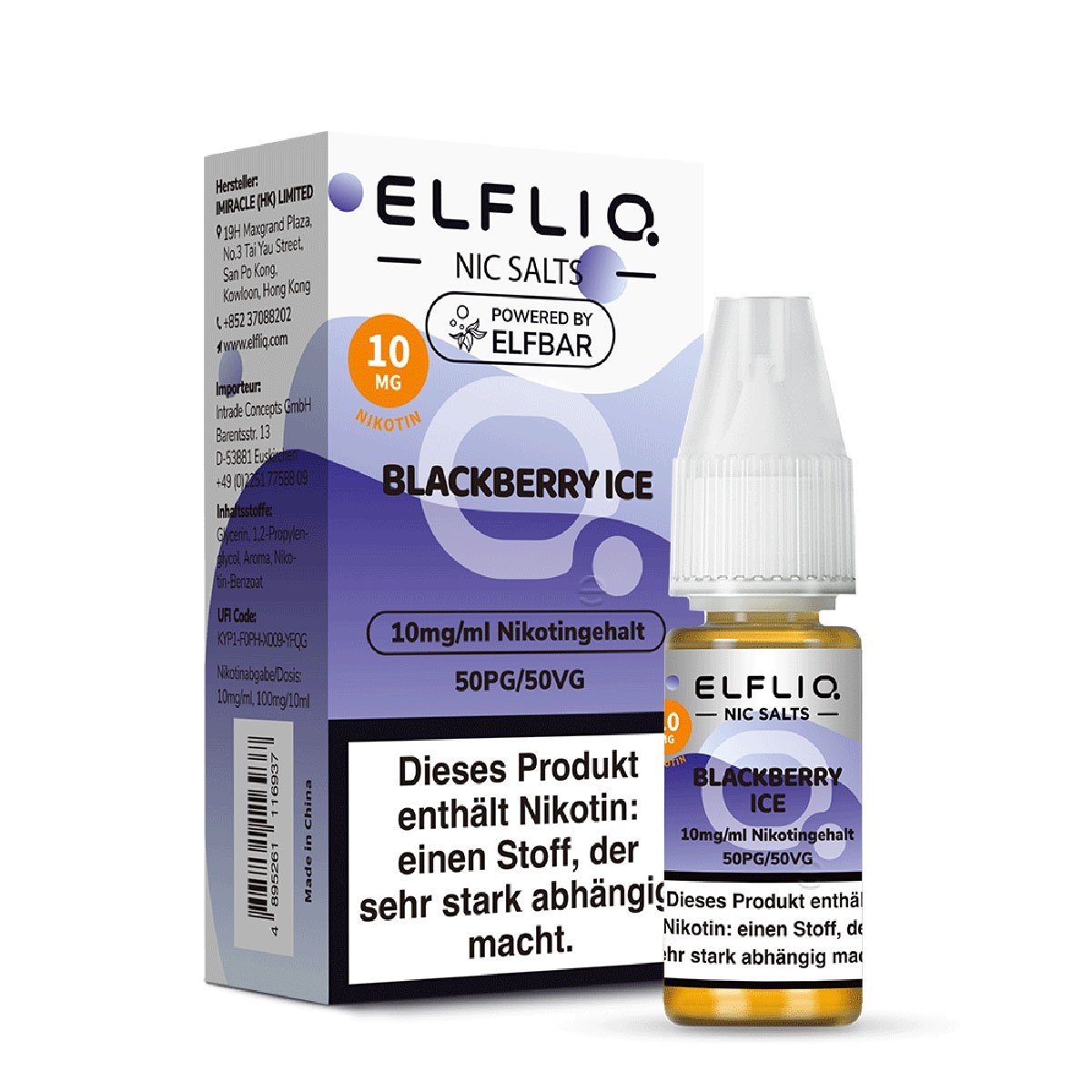 Elfbar - ElfLiq - 10ml - Blackberry Ice | Nikotinsalz-Stärke : 10mg