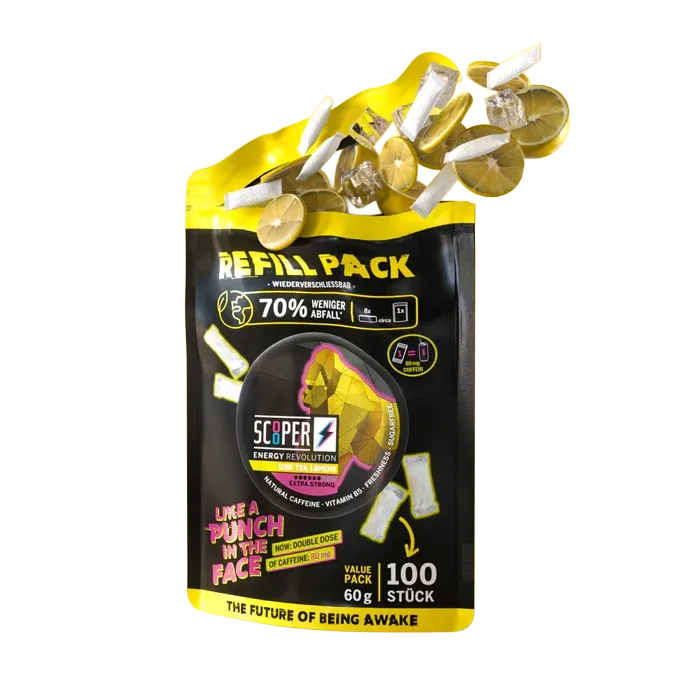Scooper - Koffein Pouches - Refill Pack - Iced Tea Lemon - 80mg - 100 Stück Scooper - Koffein Pouches - Refill Pack - Iced Tea Lemon - 80mg - 100 Stück