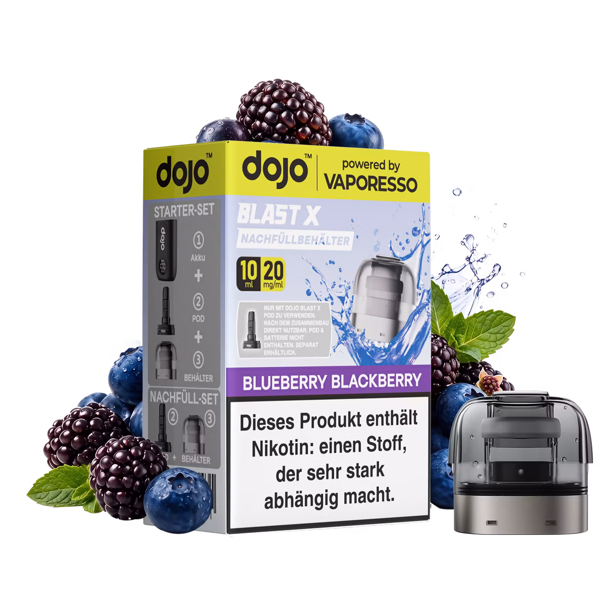 Vaporesso - Dojo Blast X - 10ml Pod Nachfüllbehälter - Blueberry Blackberry - 20mg Vaporesso - Dojo Blast X - 10ml Pod Nachfüllbehälter - Blueberry Blackberry - 20mg