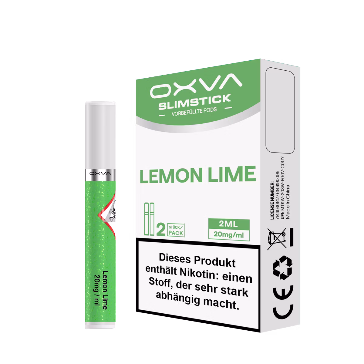 OXVA - Slimstick - Prefilled Pods - Lemon and Lime - 20mg OXVA - Slimstick - Prefilled Pods - Lemon and Lime - 20mg
