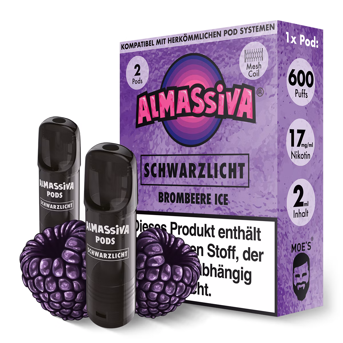 Al Massiva - Prefilled Pod - 2ml - 2er Pack - Schwarzlicht - 17mg Al Massiva - Prefilled Pod - 2ml - 2er Pack - Schwarzlicht - 17mg