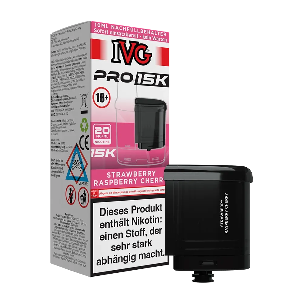 IVG - Pro 15K - 10ml Pod Nachfüllbehälter - Strawberry Raspberry Cherry - 20mg IVG - Pro 15K - 10ml Pod Nachfüllbehälter - Strawberry Raspberry Cherry - 20mg