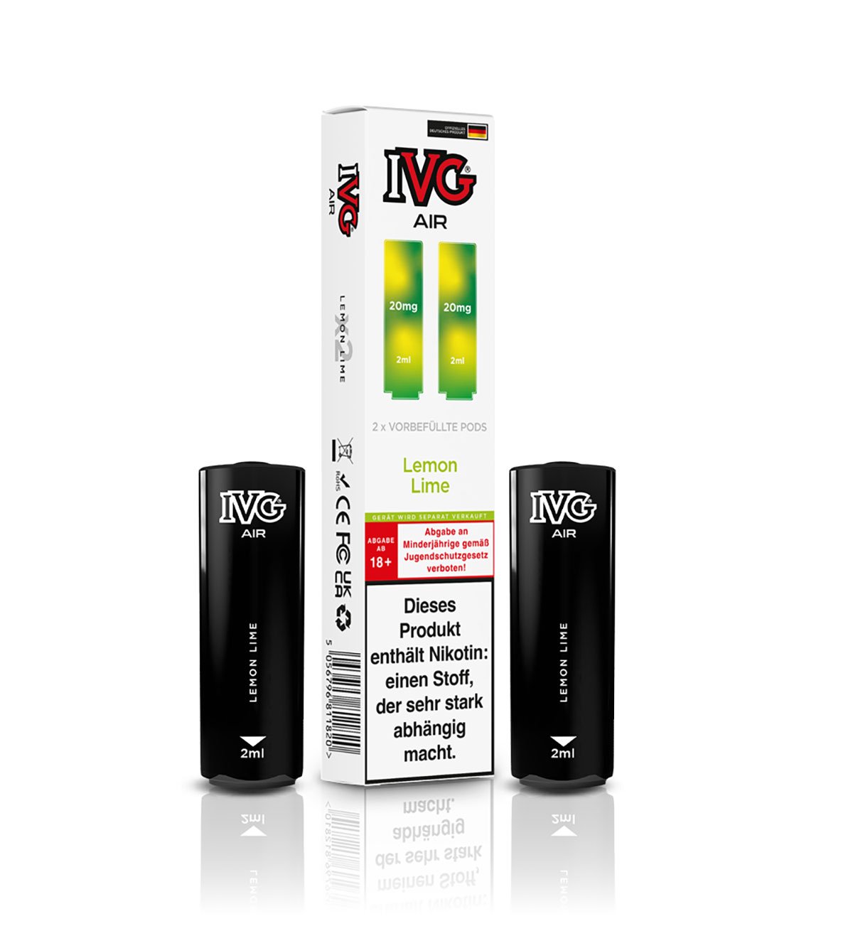 IVG - AIR - Prefilled Pod - 2ml - Lemon Lime | Nikotinsalz-Stärke : 20mg | Paketgröße : 1er Packung