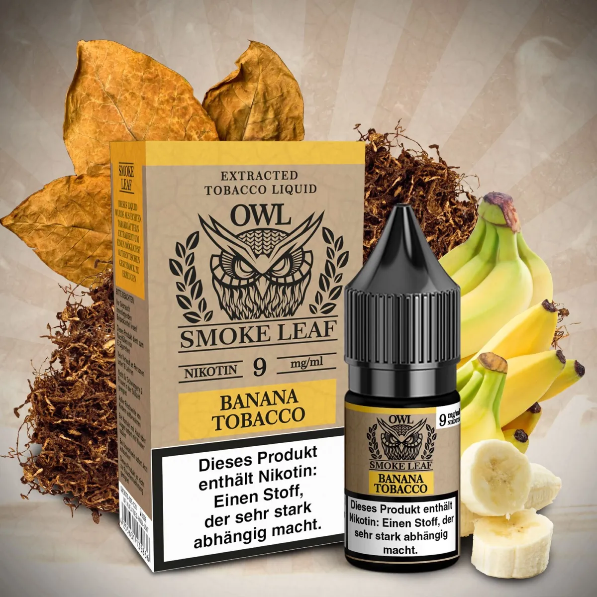 OWL Smoke Leaf Nikotin-Liquid Banana Tobacco 10ml 9mg OWL Smoke Leaf Nikotin-Liquid Banana Tobacco 10ml 9mg
