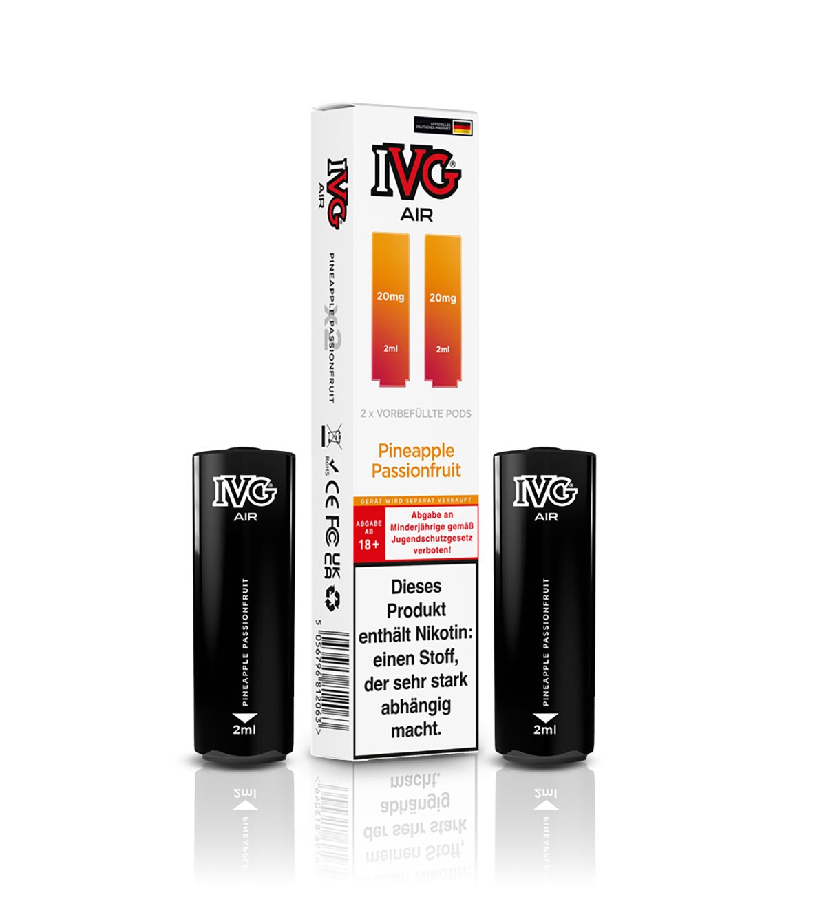 IVG - AIR - Prefilled Pod - 2ml - Pineapple Passionfruit | Nikotinsalz-Stärke : 20mg | Paketgröße : 1er Packung