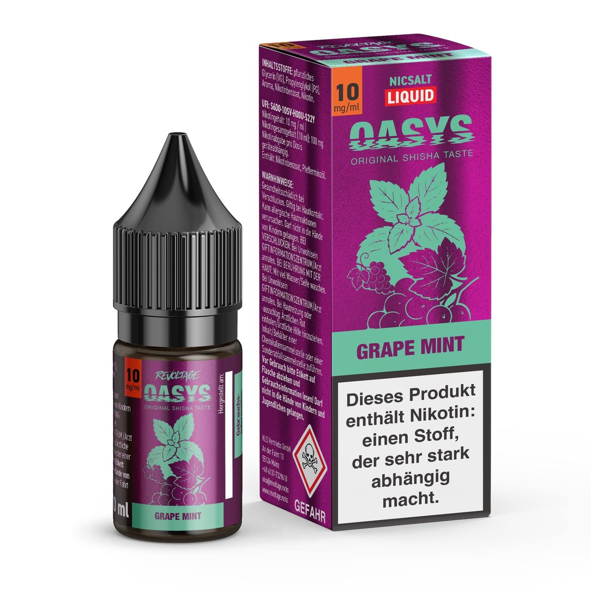 Oasys - Nikotinsalz Liquids - 10ml - Grape Mint - 10mg