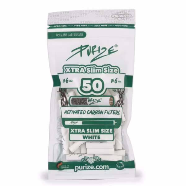 PURIZE - Aktivkohlefilter - XTRA Slime Size - weiß - 6mm - 50 Stück