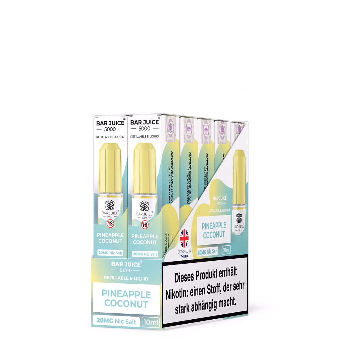 Bar Juice - 5000 - Pineapple Coconut | Inhalt : 10ml | Nikotinsalz-Stärke : 20mg | Paketgröße : 1er Packung