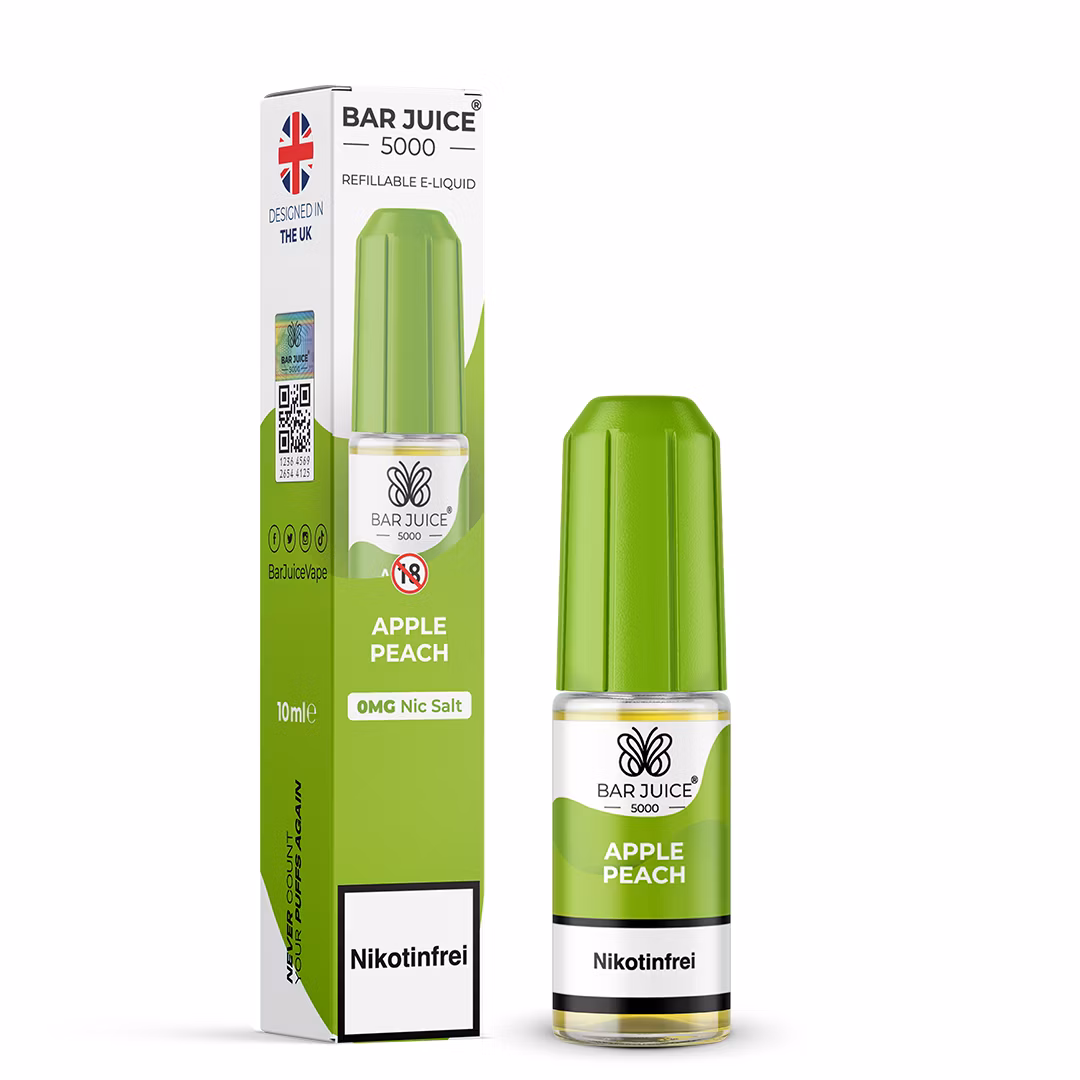 Bar Juice - 5000 - Apple Peach | Inhalt : 10ml | Nikotinsalz-Stärke : 0mg | Paketgröße : 1er Packung Bar Juice - 5000 - Apple Peach | Inhalt : 10ml | Nikotinsalz-Stärke : 0mg | Paketgröße : 1er Packung
