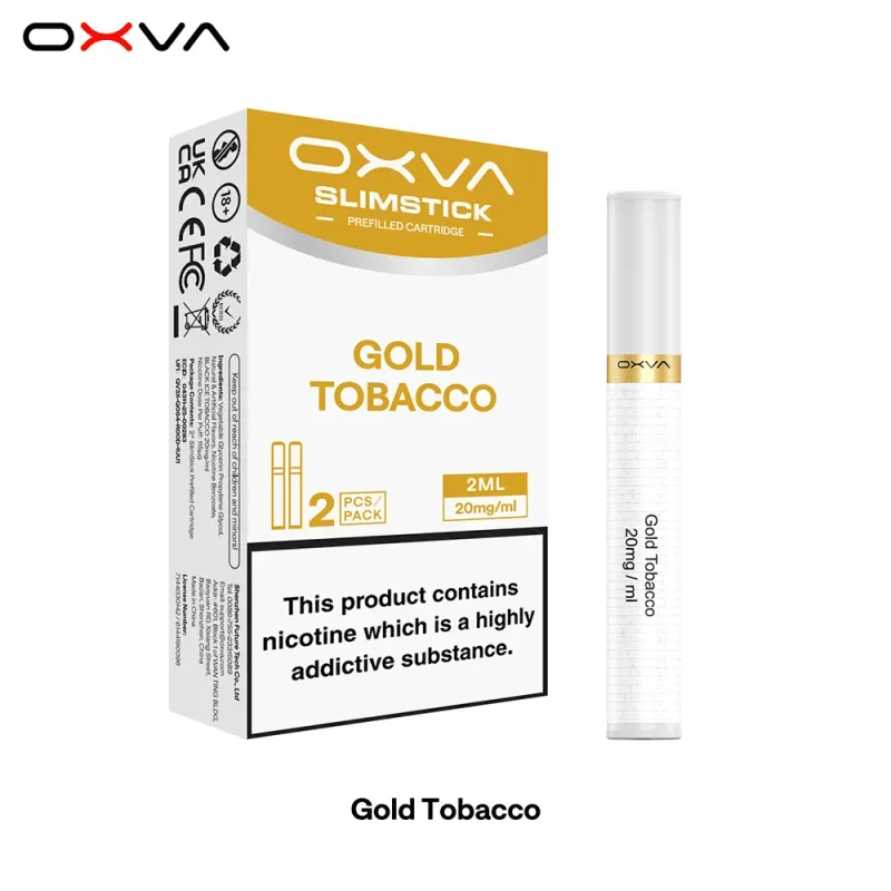 OXVA - Slimstick - Prefilled Pods - Gold Tobacco - 20mg OXVA - Slimstick - Prefilled Pods - Gold Tobacco - 20mg