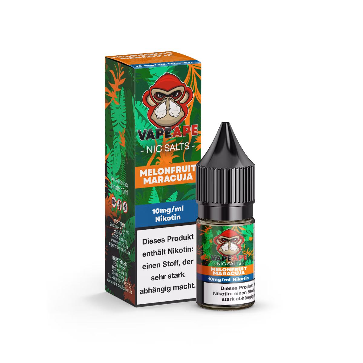 VapeApe - Nikotinsalz-Liquid - 10ml - Melonfruit Maracuja | Nikotinsalz-Stärke : 10mg