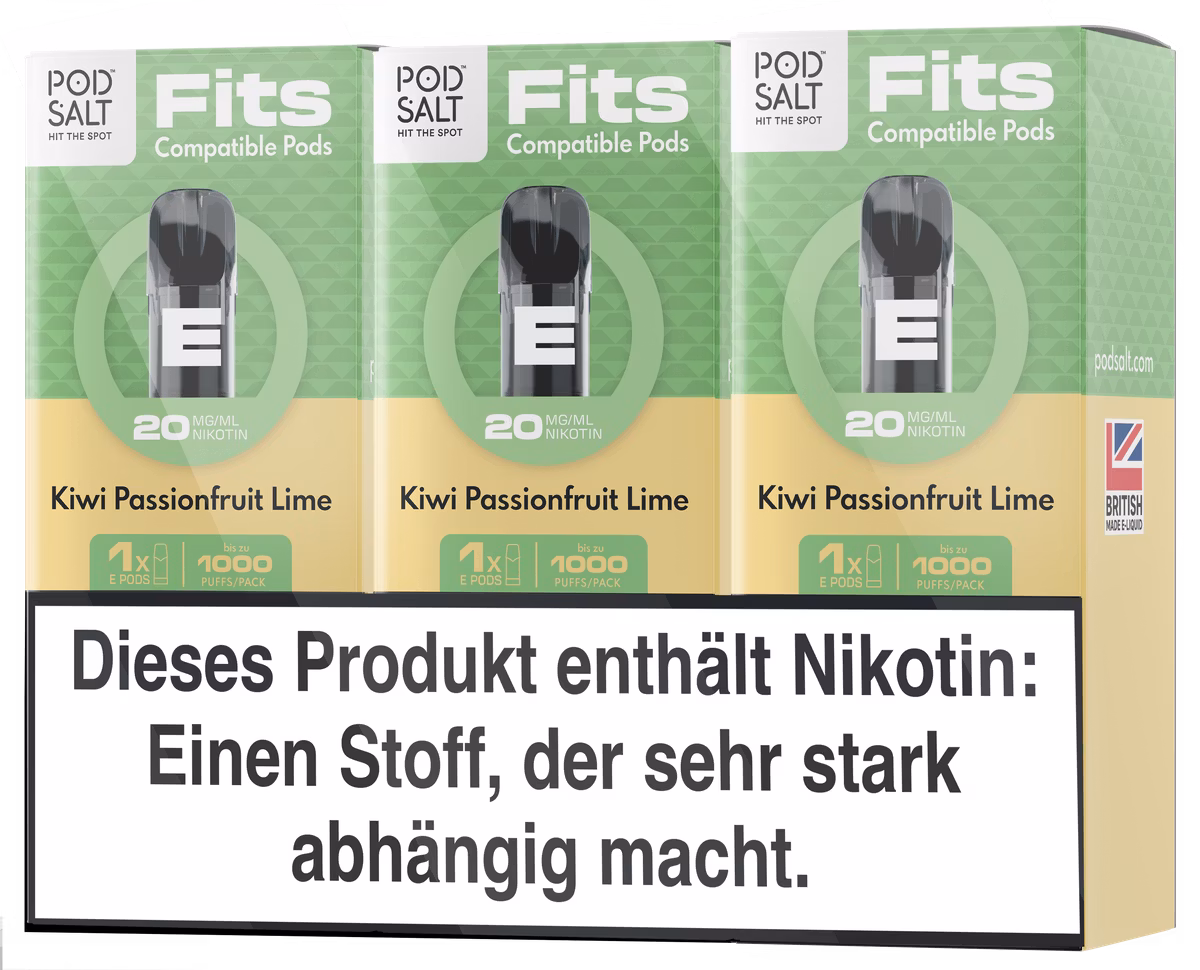 Pod Salt - Fits - Prefilled Pod - Kiwi Passionfruit Lime - 20mg - 2ml - 3er Pack Pod Salt - Fits - Prefilled Pod - Kiwi Passionfruit Lime - 20mg - 2ml - 3er Pack