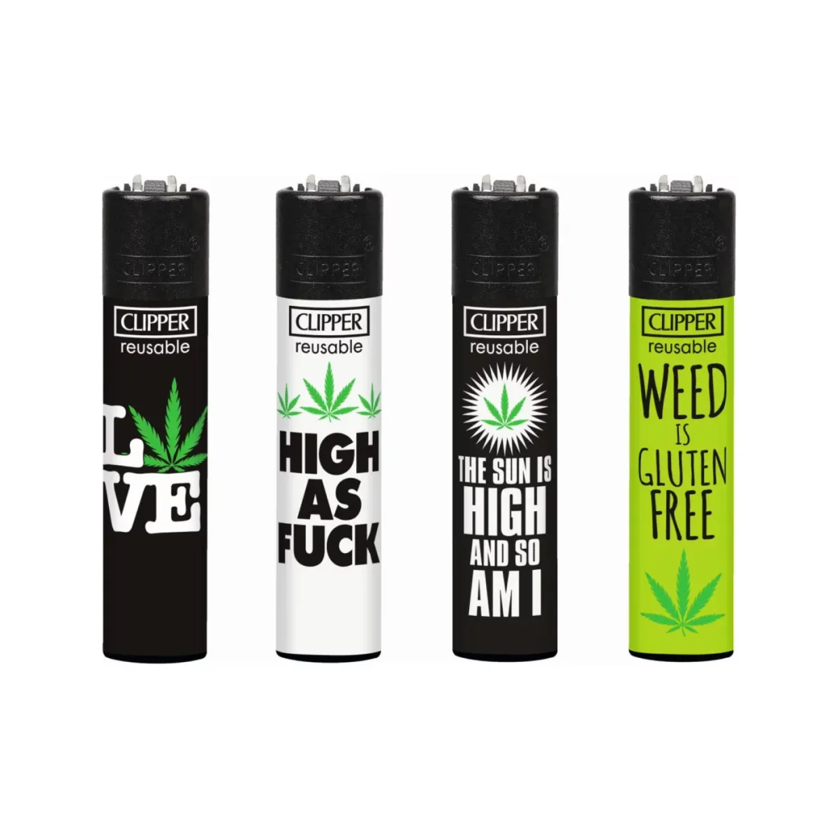Clipper - Feuerzeug - Weed Slogan 15 - 2v4 High AF - wiederverwendbar