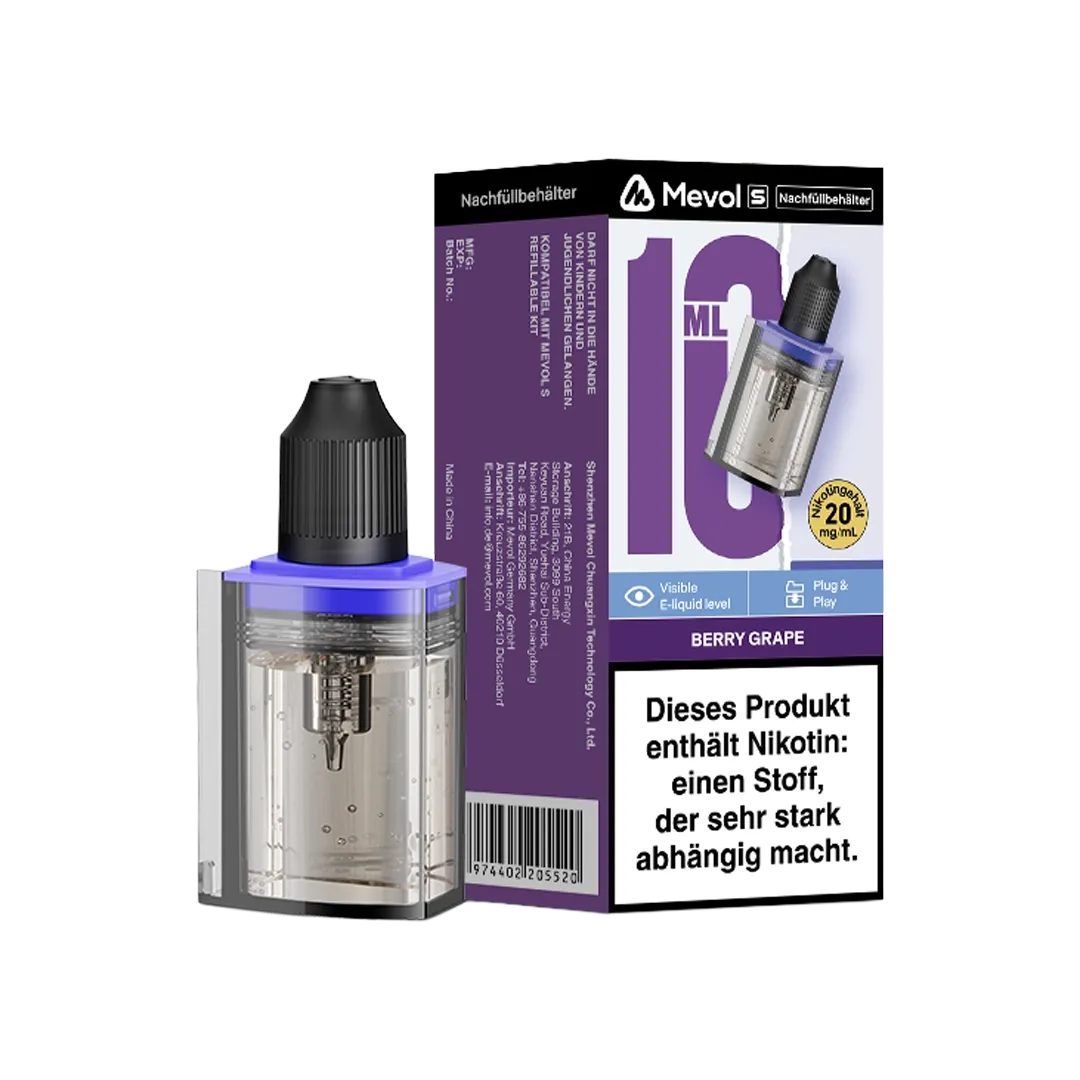 Mevol - S - Nachfüllbehälter - 10ml - Berry Grape - 20mg