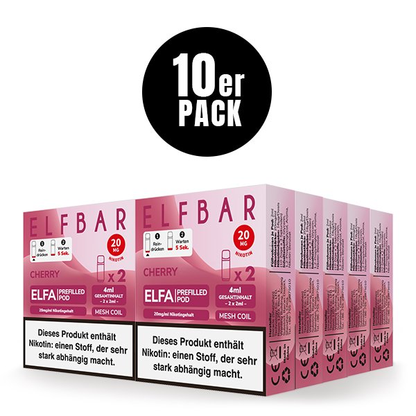 Elfbar - ELFA - Prefilled Pod - (VE= 10 Stück) Displaykarton - Cherry | Nikotinsalz-Stärke : 20mg