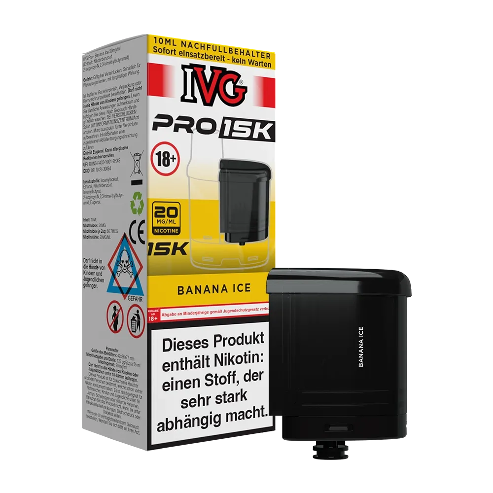 IVG - Pro 15K - 10ml Pod Nachfüllbehälter - Banana Ice - 20mg IVG - Pro 15K - 10ml Pod Nachfüllbehälter - Banana Ice - 20mg