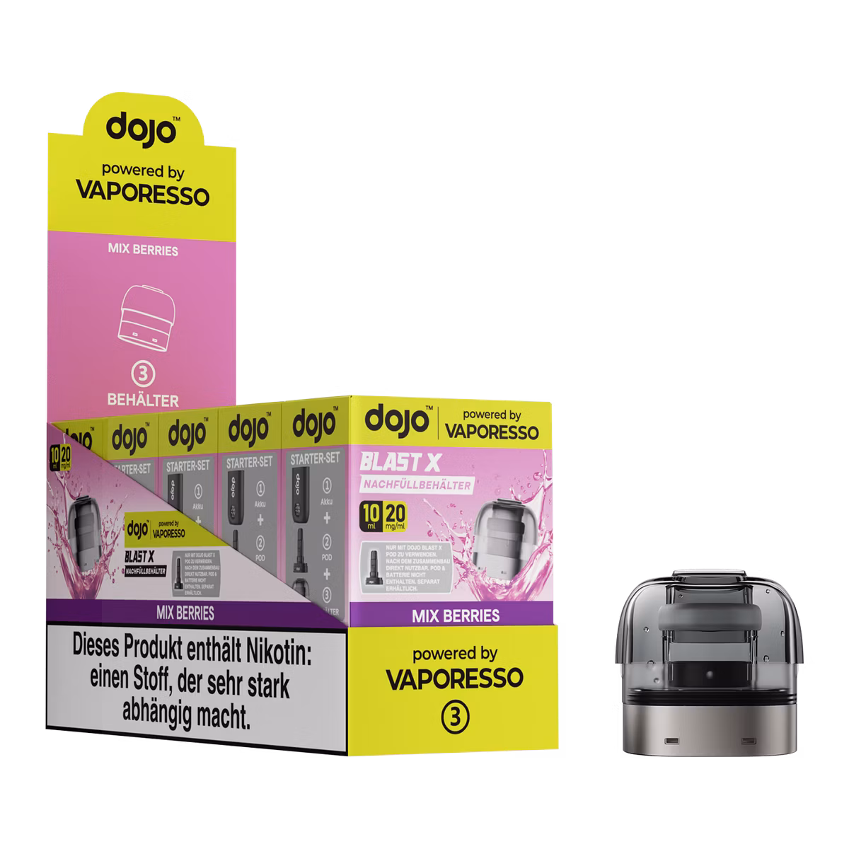 Vaporesso - Dojo Blast X - 10ml Pod Nachfüllbehälter - Mix Berries - 20mg Vaporesso - Dojo Blast X - 10ml Pod Nachfüllbehälter - Mix Berries - 20mg