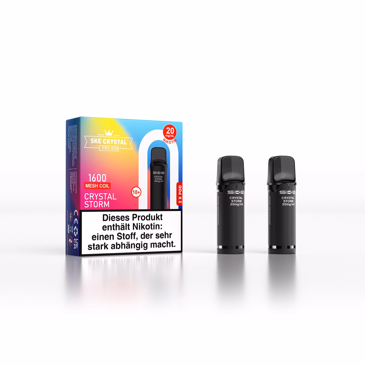 SKE - Crystal 800 Pro - Prefilled Pod - 20mg - 2er Paket - Crystal Storm