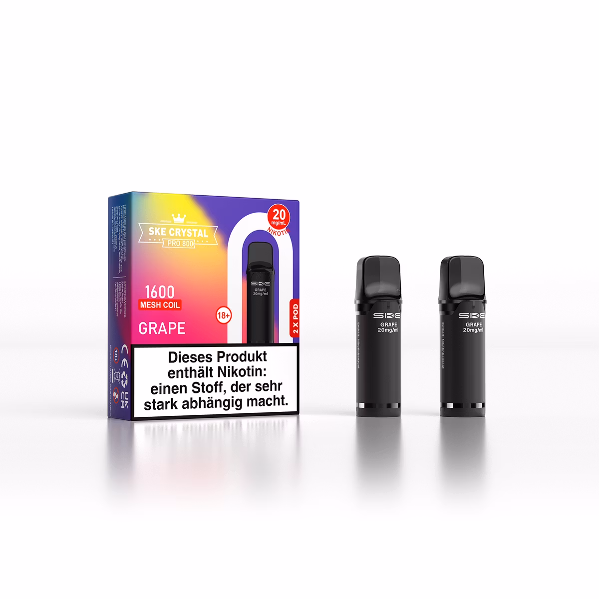SKE - Crystal 800 Pro - Prefilled Pod - 20mg - 2er Paket - Grape