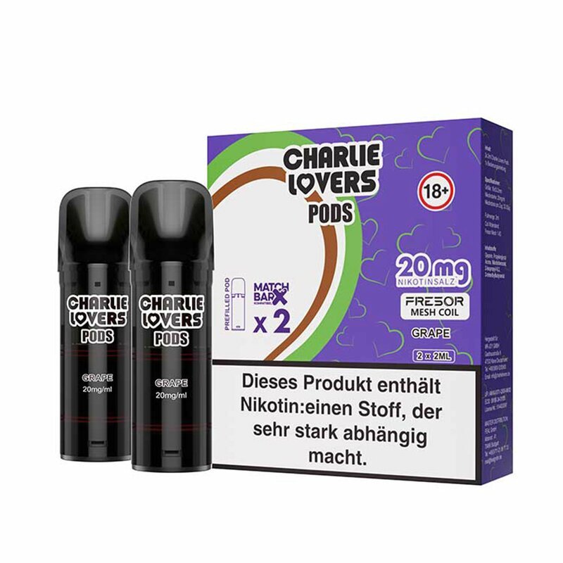 Charlie Lovers - Prefilled Pods - 2ml - 2er Pack - Grape 20mg