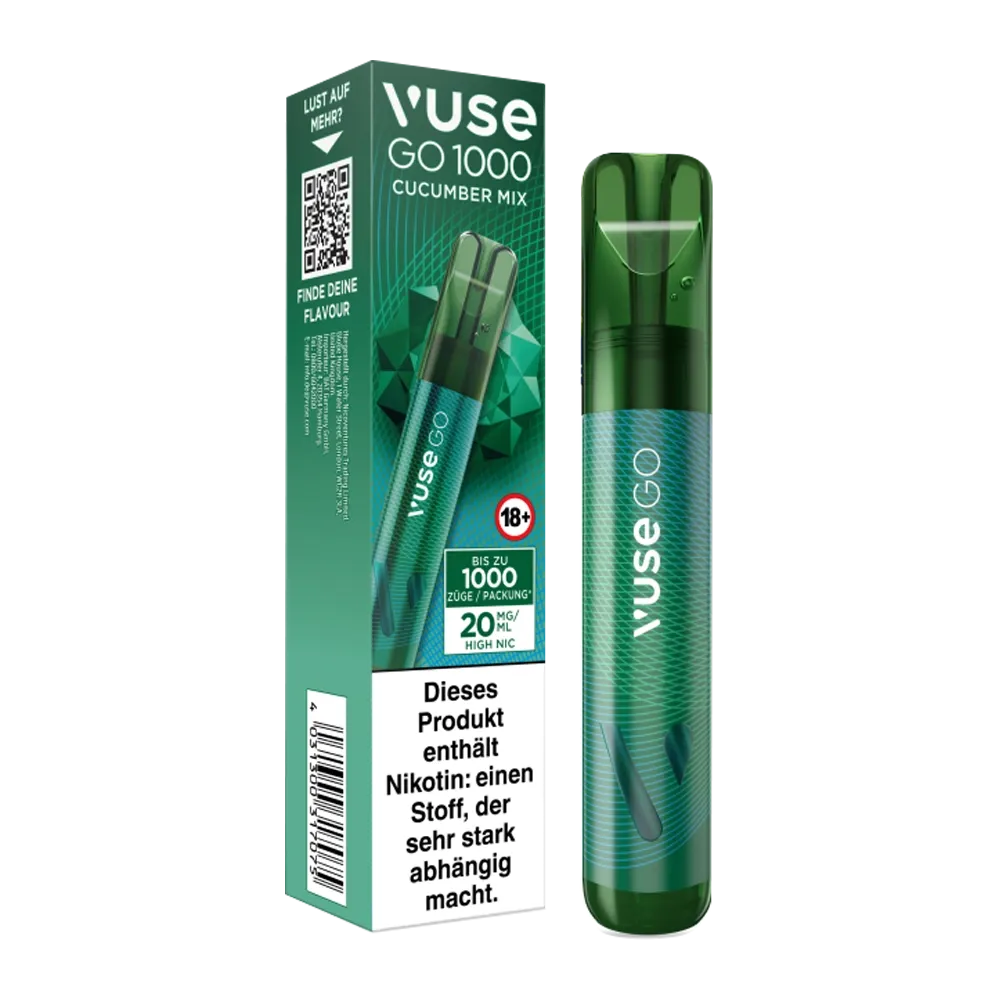 Vuse - Go 1000 - Einweg E-Zigarette - Cucumber Mix | Nikotinsalz-Stärke : 20mg Vuse - Go 1000 - Einweg E-Zigarette - Cucumber Mix | Nikotinsalz-Stärke : 20mg