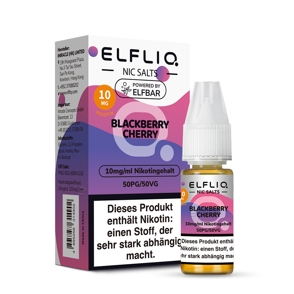 Elfbar - ElfLiq - 10ml - Blackberry Cherry | Nikotinsalz-Stärke : 10mg
