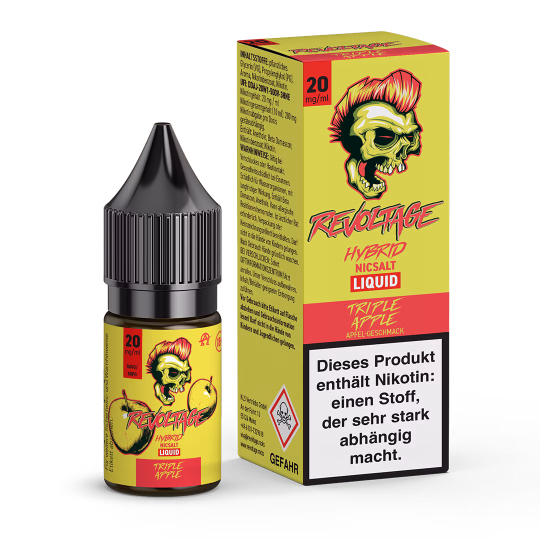 Revoltage - Hybrid Nikotinsalz Liquid - 10ml - Triple Apple - 20mg Revoltage - Hybrid Nikotinsalz Liquid - 10ml - Triple Apple - 20mg