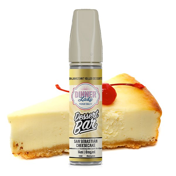 Dinner Lady - Dessert Bar - Aroma - San Sebastian Cheesecake | Inhalt : 14ml | Nikotinstärke : 0mg | Paketgröße : 1er Packung