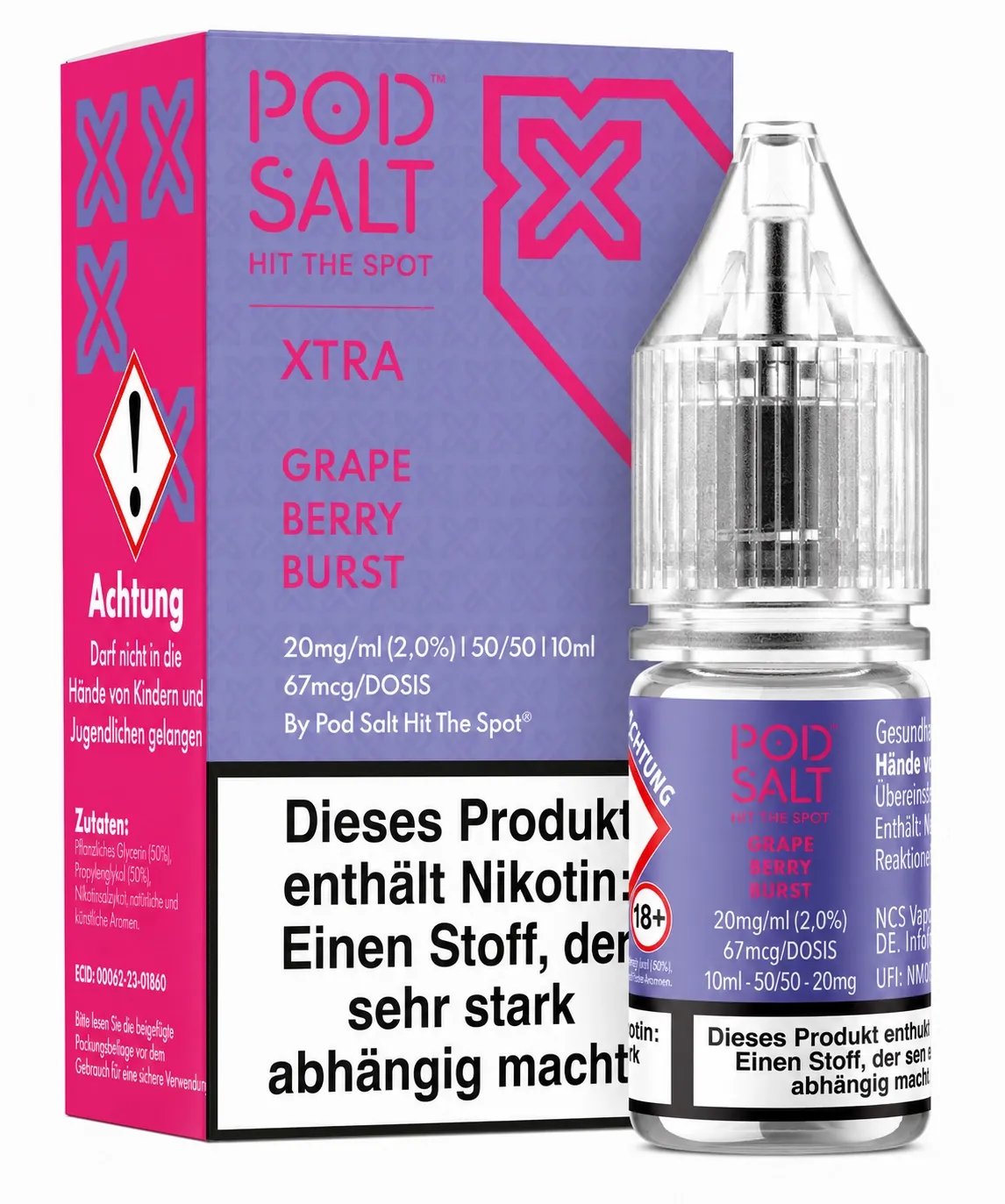 Pod Salt - Xtra - Grape Berry Burst - Nikotinsalz-Liquid - 10ml - 20mg Pod Salt - Xtra - Grape Berry Burst - Nikotinsalz-Liquid - 10ml - 20mg