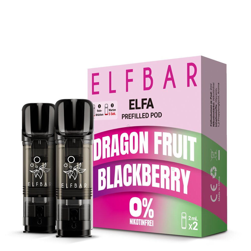 Elfbar - ELFA - Prefilled Pod - 2ml - 2er Pack - Nikotinfrei - Dragon Fruit Blackberry Elfbar - ELFA - Prefilled Pod - 2ml - 2er Pack - Nikotinfrei - Dragon Fruit Blackberry