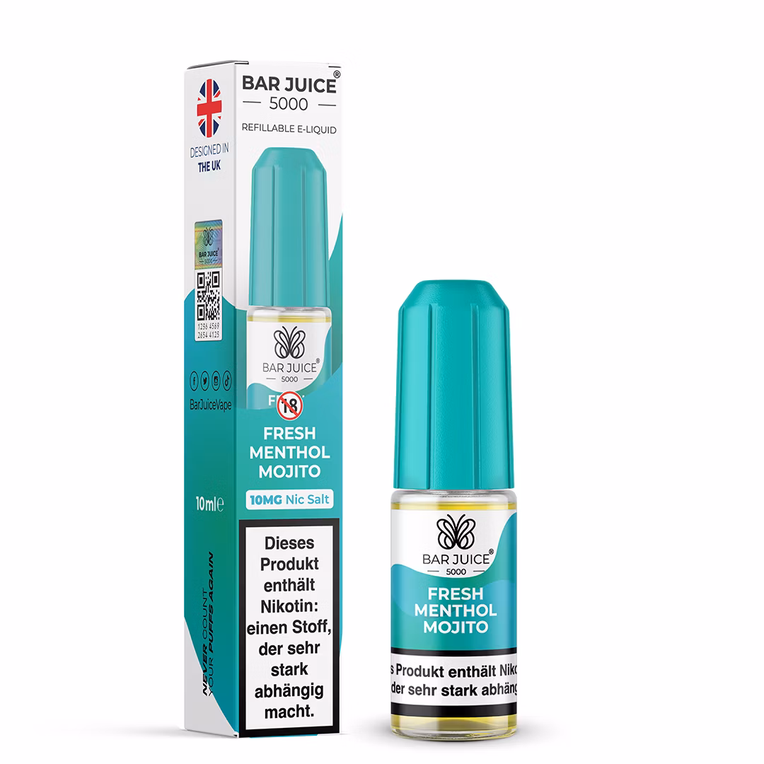 Bar Juice - 5000 - Fresh Menthol Mojito | Inhalt : 10ml | Nikotinsalz-Stärke : 10mg | Paketgröße : 1er Packung