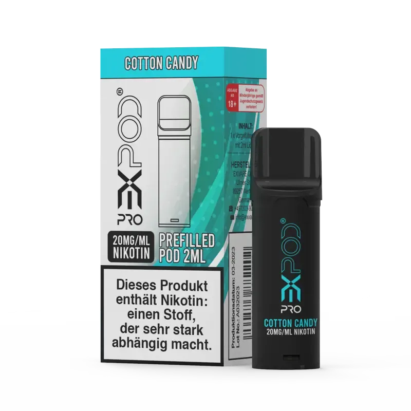 Expod - Pro - Prefilled Pod - Cotton Candy | Nikotinsalz-Stärke : 20mg | Paketgröße : 1er Packung