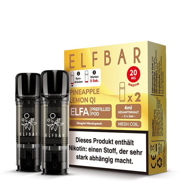 Elfbar - ELFA - Prefilled Pod - 2ml - 2er Pack - Pineapple Lemon Qi