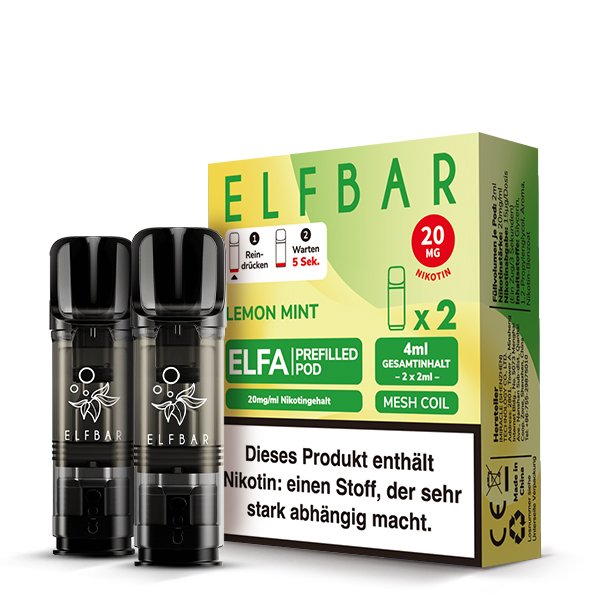 Elfbar - ELFA - Prefilled Pod - 2ml - 2er Pack - Lemon Mint