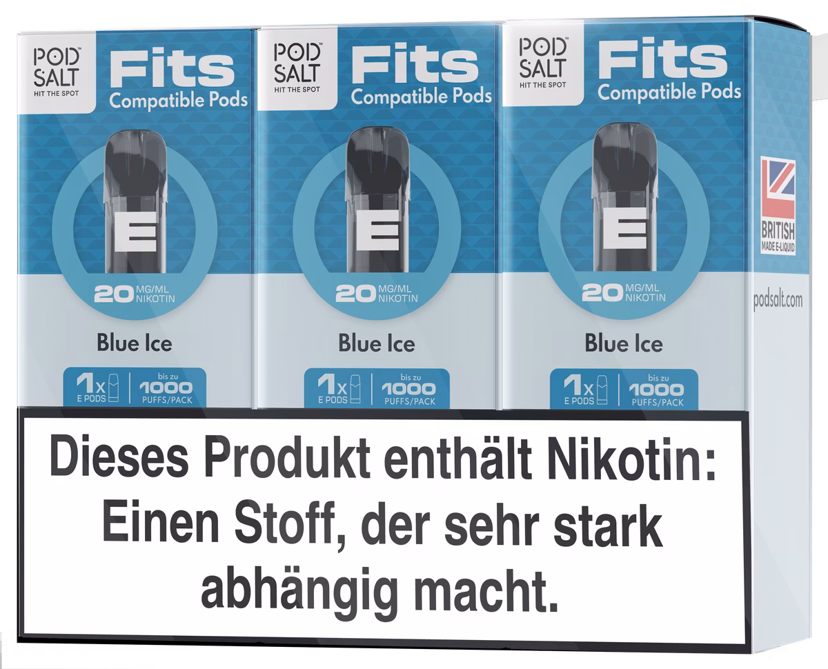 Pod Salt - Fits - Prefilled Pod - Blue Ice - 20mg - 2ml - 3er Pack Pod Salt - Fits - Prefilled Pod - Blue Ice - 20mg - 2ml - 3er Pack