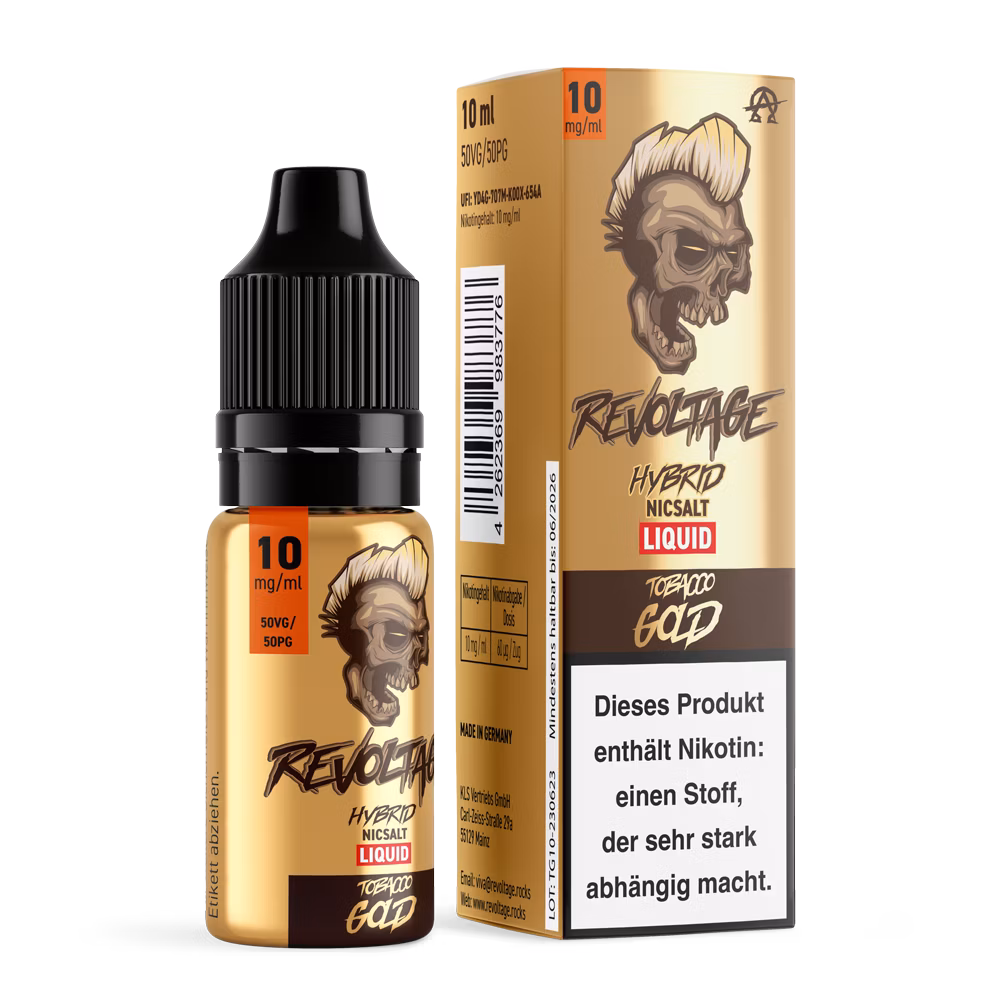 Revoltage - Hybrid Nikotinsalz Liquid - 10ml - Tobacco Gold - 10mg Revoltage - Hybrid Nikotinsalz Liquid - 10ml - Tobacco Gold - 10mg