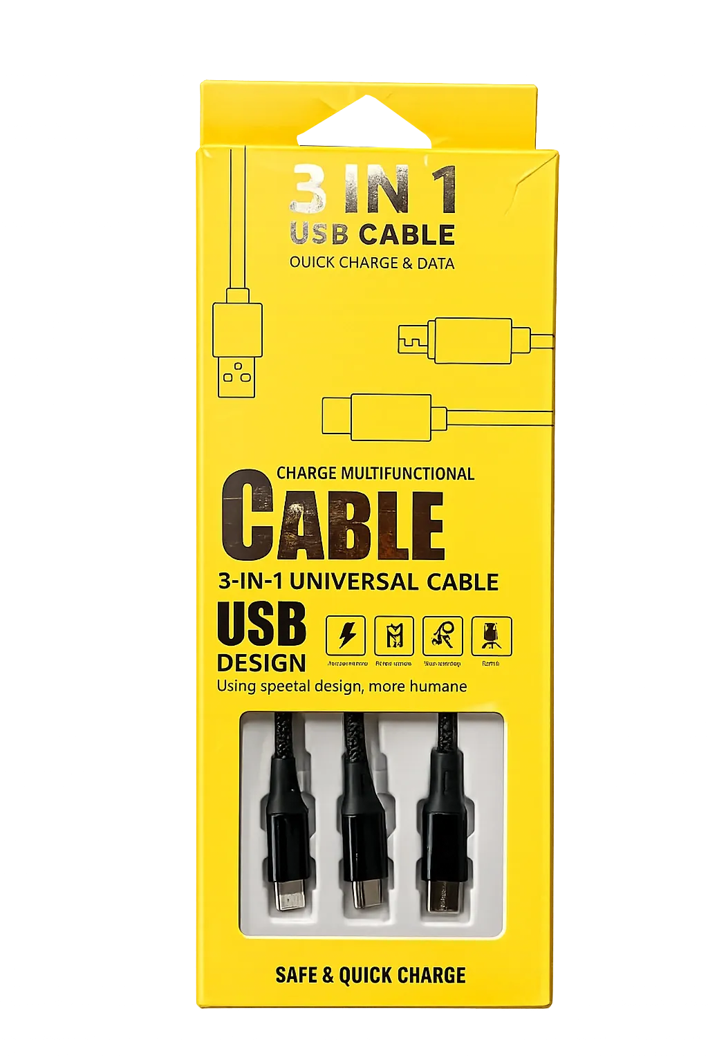 ICEWAVE - USB-Kabel 3in1 - Schwarz - 1m ICEWAVE - USB-Kabel 3in1 - Schwarz - 1m