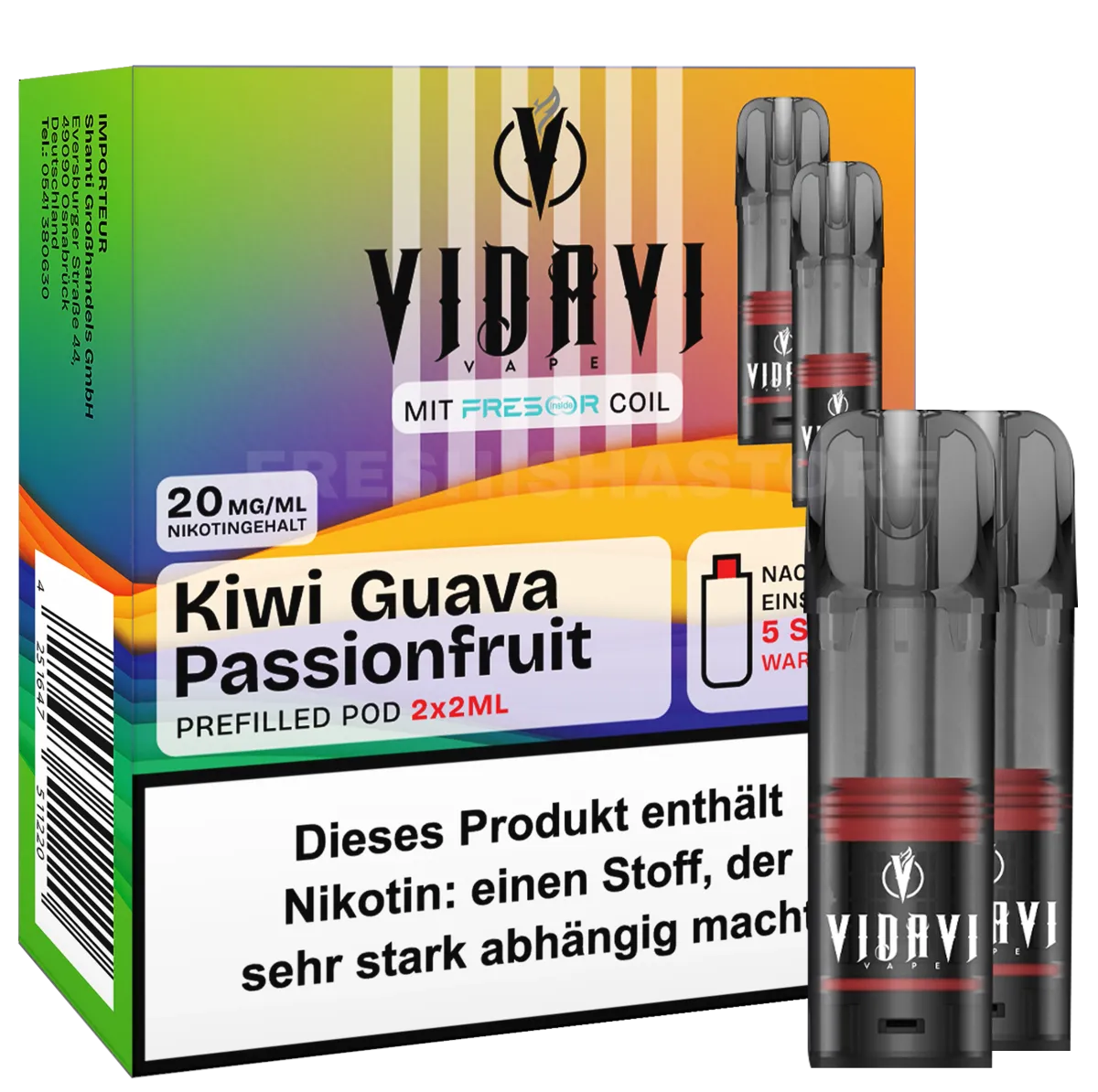 VIDAVI - Prefilled Pod - 2ml - 2er Pack - Kiwi Passionsfrucht Guave