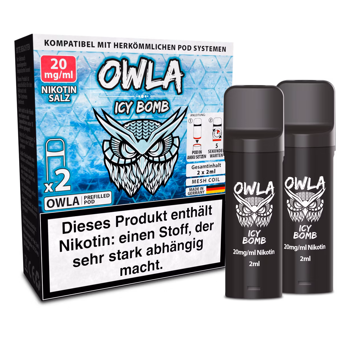 OWLA - Prefilled Pods - Icy Bomb | Nikotinsalz-Stärke : 20mg | Paketgröße : 1er Packung