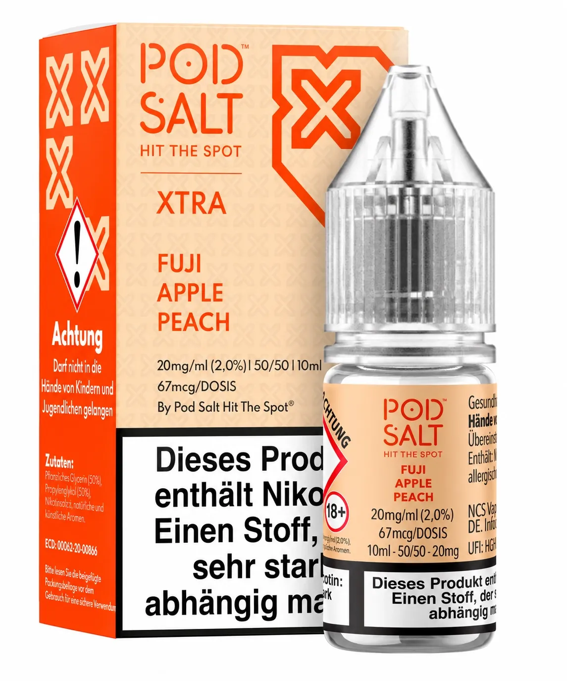 Pod Salt - Xtra - Fuji Apple Peach - Nikotinsalz-Liquid - 10ml - 20mg Pod Salt - Xtra - Fuji Apple Peach - Nikotinsalz-Liquid - 10ml - 20mg