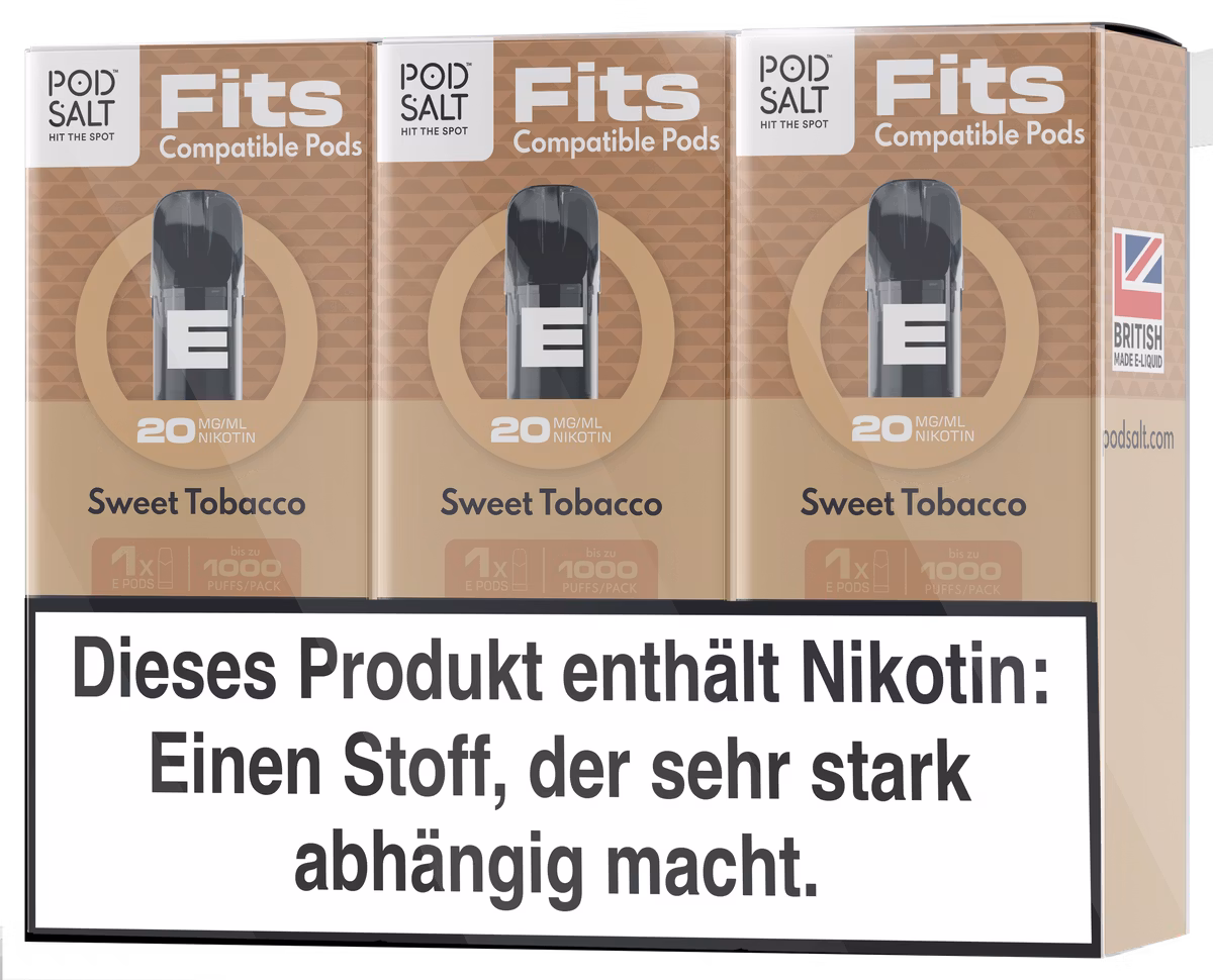 Pod Salt - Fits - Prefilled Pod - Sweet Tobacco - 20mg - 2ml - 3er Pack Pod Salt - Fits - Prefilled Pod - Sweet Tobacco - 20mg - 2ml - 3er Pack