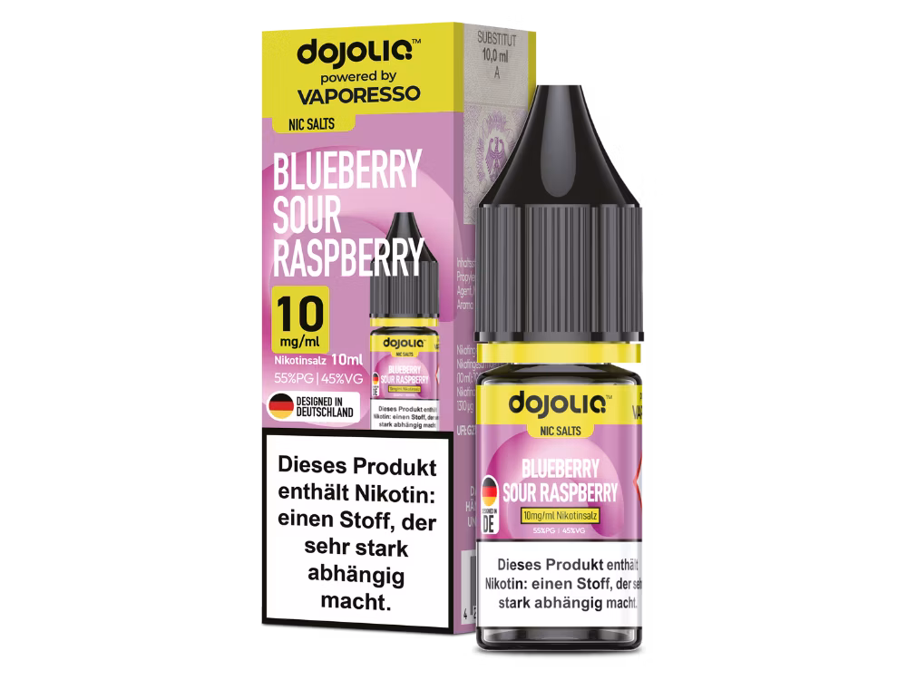 Vaporesso - Dojoliq - Nikotinsalz-Liquid - 10ml - Blueberry Sour Raspberry - 10mg Vaporesso - Dojoliq - Nikotinsalz-Liquid - 10ml - Blueberry Sour Raspberry - 10mg