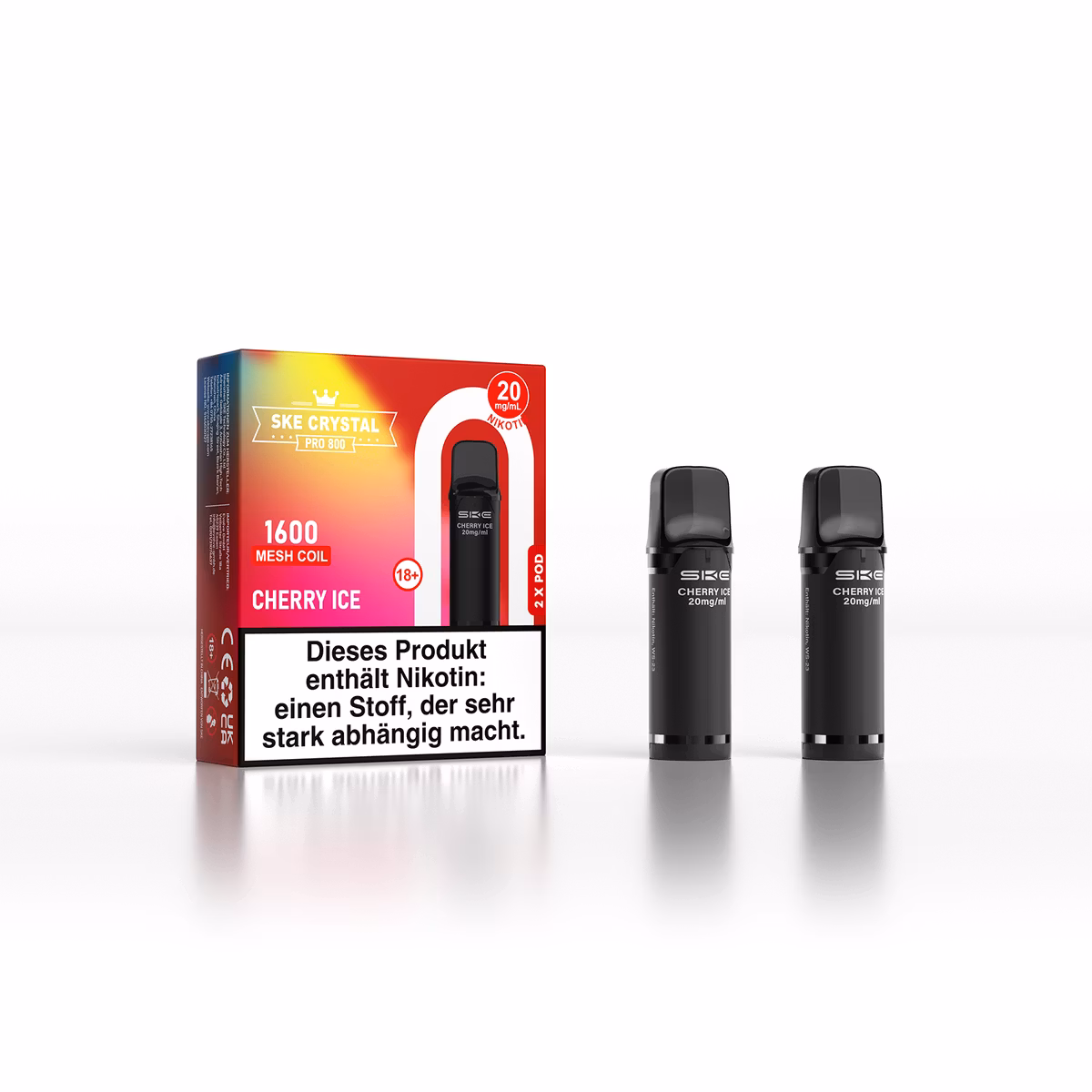 SKE - Crystal 800 Pro - Prefilled Pod - 20mg - 2er Paket - Cherry Ice