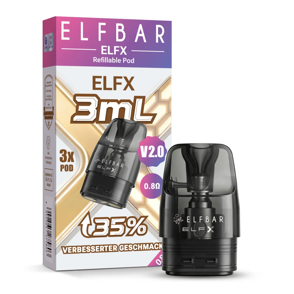 Elfbar - ELFX V2 - Pod Tank Verdampfer - 3er Paket - 0.8 Ohm - 3ml