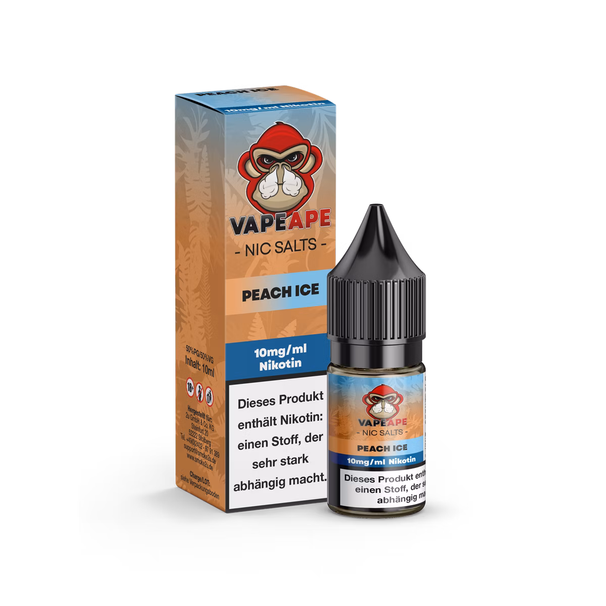 VapeApe - Nikotinsalz-Liquid - 10ml - Peach Ice | Nikotinsalz-Stärke : 10mg