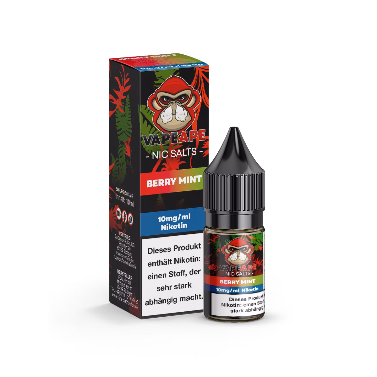 VapeApe - Nikotinsalz-Liquid - 10ml - Berry Mint | Nikotinsalz-Stärke : 10mg