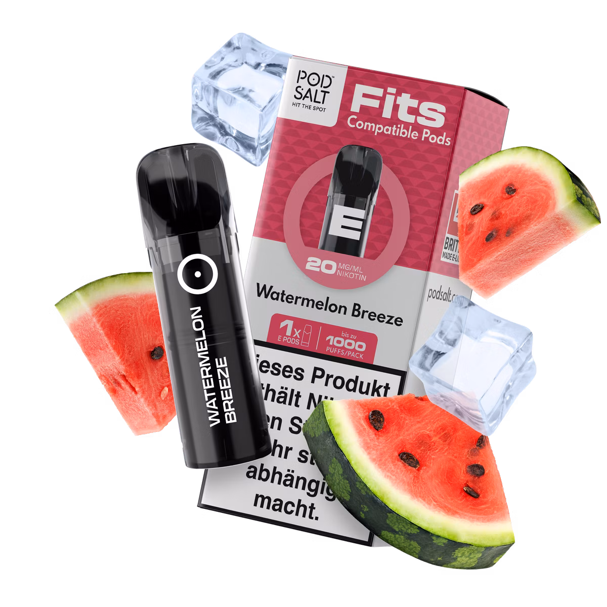 Pod Salt - Fits - Prefilled Pod - Watermelon Breeze - 20mg - 2ml - 3er Pack