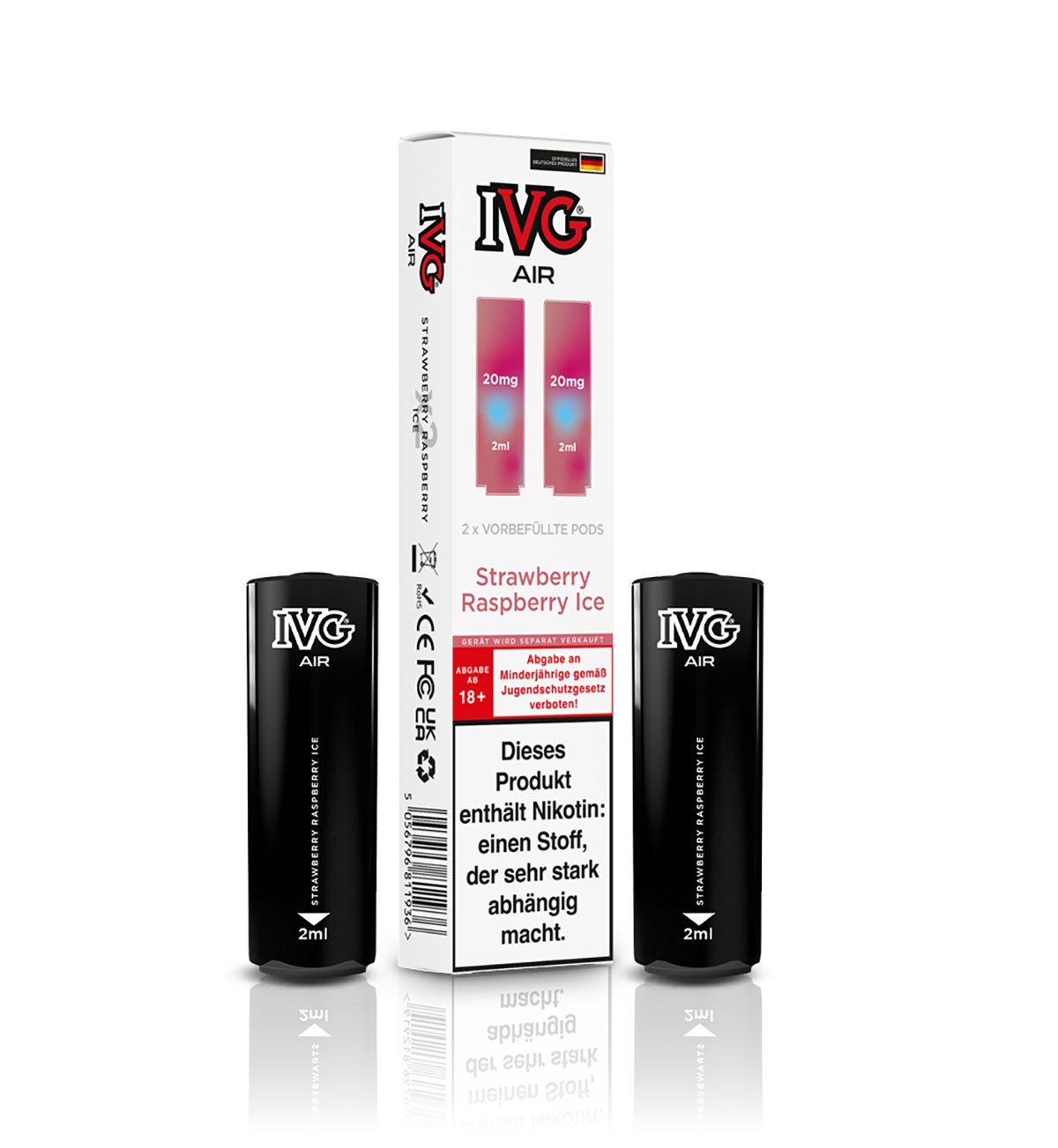 IVG - AIR - Prefilled Pod - 2ml - Strawberry Raspberry Ice | Nikotinsalz-Stärke : 20mg | Paketgröße : 1er Packung