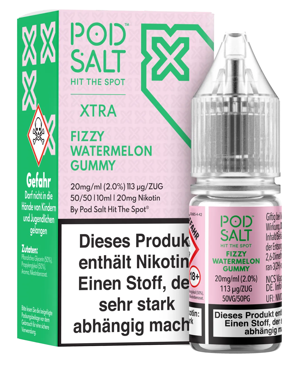 Pod Salt - Xtra - Fizzy Watermelon Gummy - Nikotinsalz-Liquid - 10ml - 20mg